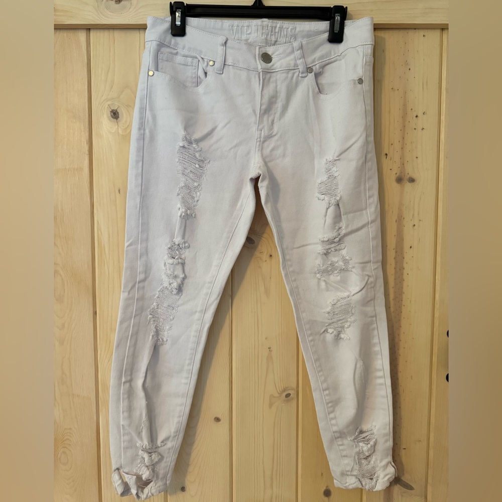 VIP jeans 9/10 destroyed bright white skinny jeans